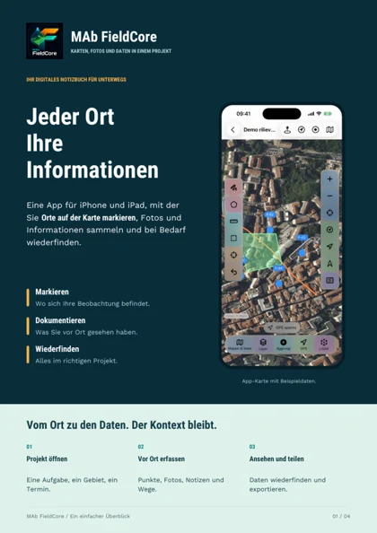 Deutsches Titelblatt der MAb FieldCore Broschüre